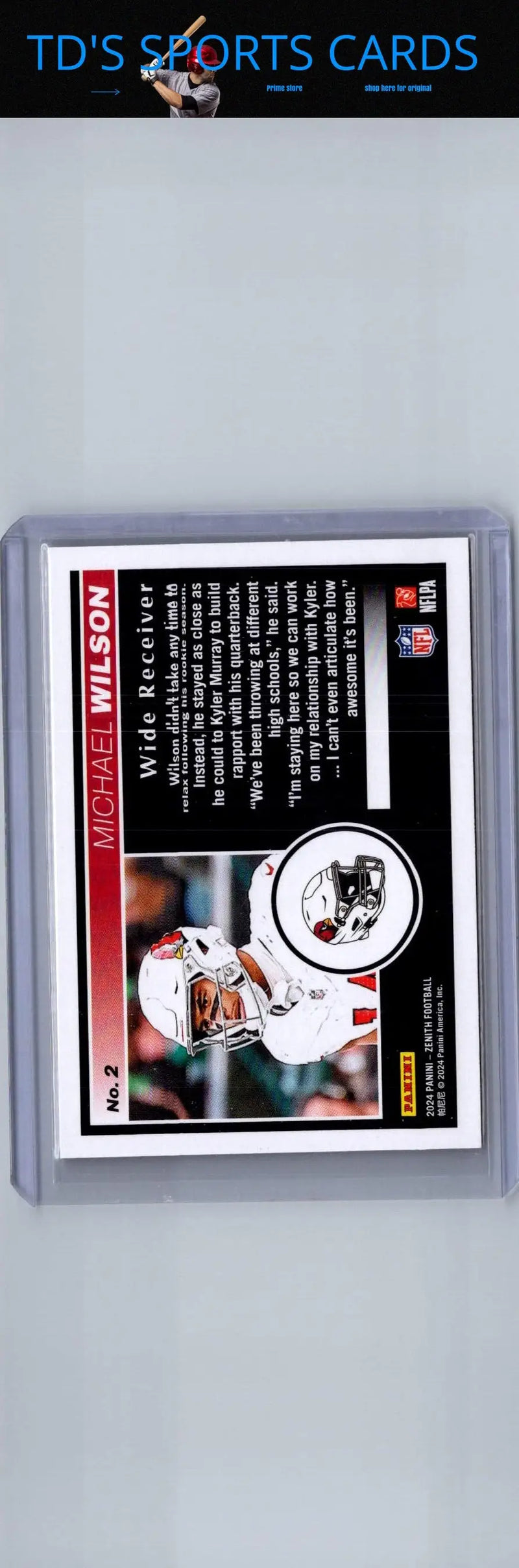 Michael Wilson football card from 2024 Panini Zenith featuring 1st Down #/100