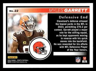 2024 Panini Zenith #22 Myles Garrett - Football Card Single