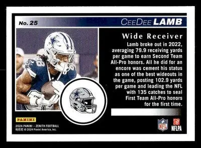 2024 Panini Zenith #25 CeeDee Lamb Retail - Football Card Single