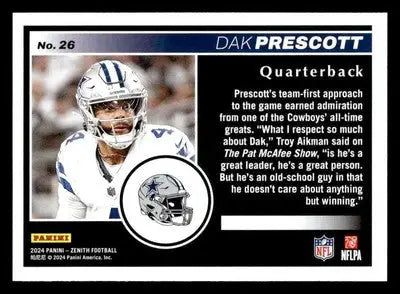 2024 Panini Zenith #26 Dak Prescott - Football Card Single