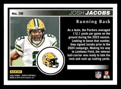 2024 Panini Zenith #36 Josh Jacobs - Football Card Single