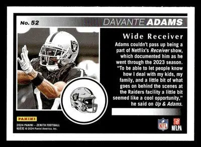 2024 Panini Zenith #52 Davante Adams Retail Las Vegas Raiders - Football Card Single