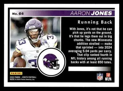 2024 Panini Zenith #64 Aaron Jones Minnesota Vikings - Football Card Single