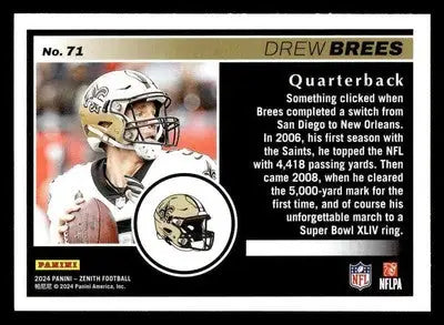 2024 Panini Zenith #71 Drew Brees Retail - Football Card Single