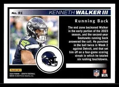 2024 Panini Zenith #91 Kenneth Walker III Two Minute Drill - Football Card Single