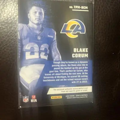2024 Panini Zenith - Blake Corum Turning Pro Memorabilia (RC) No. TPM-BCM - Football Card Single