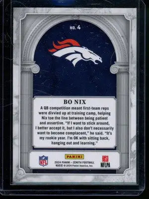 2024 Panini Zenith Bo Nix #No. 4 RC Football - Football Card Single