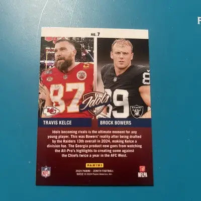 2024 Panini Zenith - Brock Bowers (RC) / Travis Kelce Idols #7 - Football Card Single