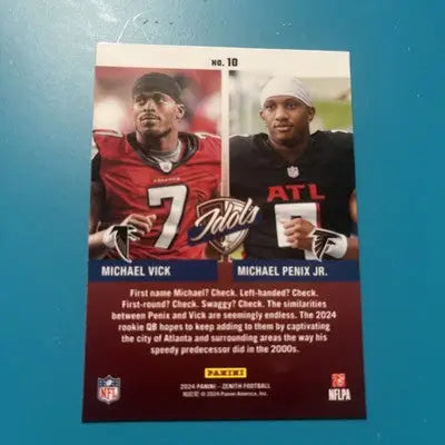 2024 Panini Zenith Idols - #10 Michael Penix Jr./ Michael Vick ATL Falcons (RC) - Football Card Single