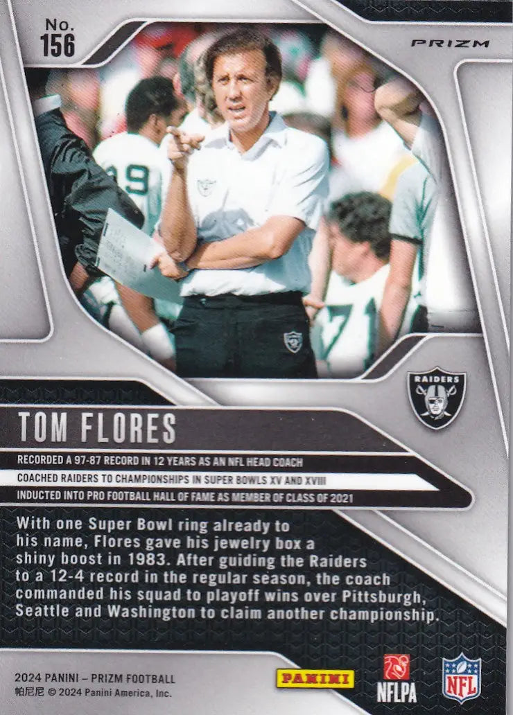 2024 PRIZM #156 TOM FLORES GREEN PULSAR- LOS ANGELES RAIDERS