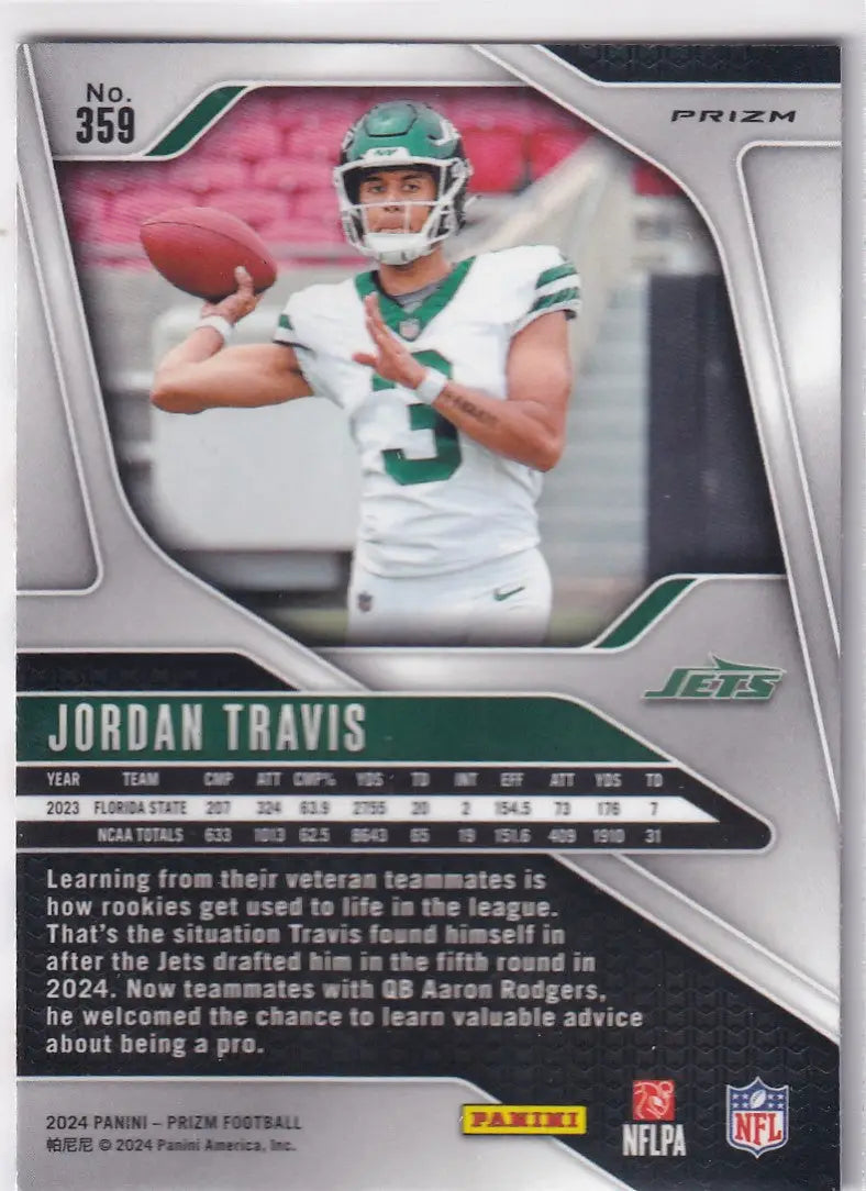 2024 PRIZM #359 JORDAN TRAVIS RED WHITE BLUE- NEW YORK JETS