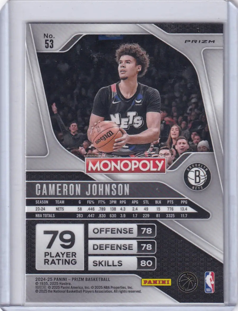 2024 PRIZM #53 CAMERON JOHNSON MONOPOLY RED WAVE- BROOKLYN NETS - Basketball Card Single