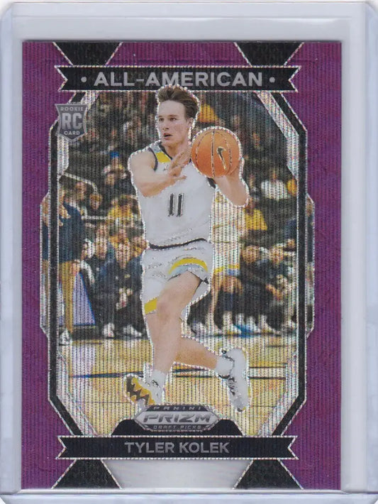 2024 PRIZM DRAFT PICK #22 TYLER KOLEK PRUPLE WAVE- NEW YORK KNICKS - Basketball Card Single