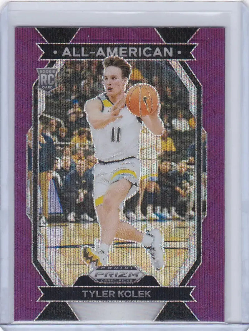 2024 PRIZM DRAFT PICK #22 TYLER KOLEK PRUPLE WAVE- NEW YORK KNICKS - Basketball Card Single