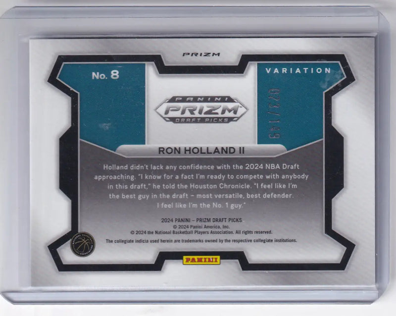 2024 PRIZM DRAFT PICK #8 RON HOLLAND II 23/149 BLUE SIESEMIC- DETROIT PISTONS - Basketball Card Single