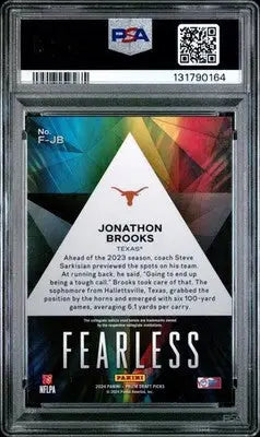 2024 Prizm Draft Picks Jonathon Brooks Fearless #FJB PSA 9 MINT Rookie Texas - Football Card Single