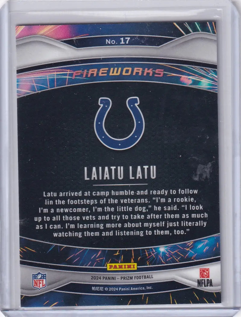 2024 Prizm Fireworks #17 Laiatu Latu - Indianapolis Colts - Football Card Single