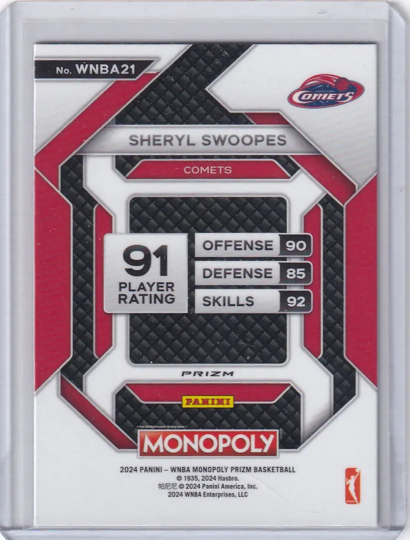 2024 PRIZM MONOPOLY #WNBA21 SHERYL SWOOPES SILVER- HOUSTON COMETS - Basketball Card Single