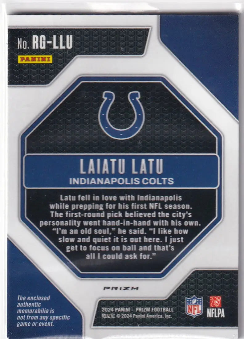 2024 PRIZM #RG-LLU LAIATU LATU SILVER PATCH- INDIANAPOLIS COLTS