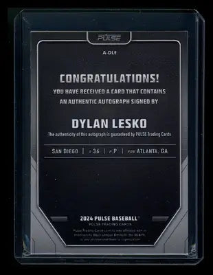 2024 Pulse Baseball Dylan Lesko #36 Auto Baseball - Baseball Card Single