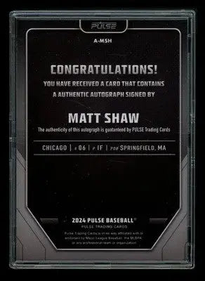 2024 Pulse Baseball Preview Edition Matt Shaw #A-MSH 7/7 Baseball
