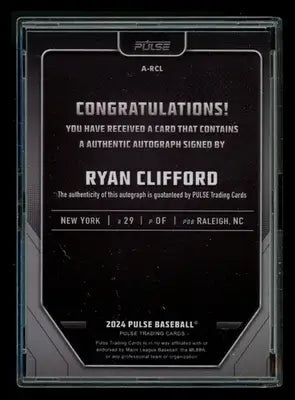 2024 Pulse Baseball Preview Ryan Clifford #A-RCL 18/25 Authentic Signature - Baseball Card Single