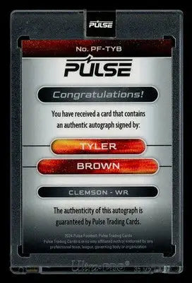2024 Pulse Football Tyler Brown #PF-TYB Football - Other