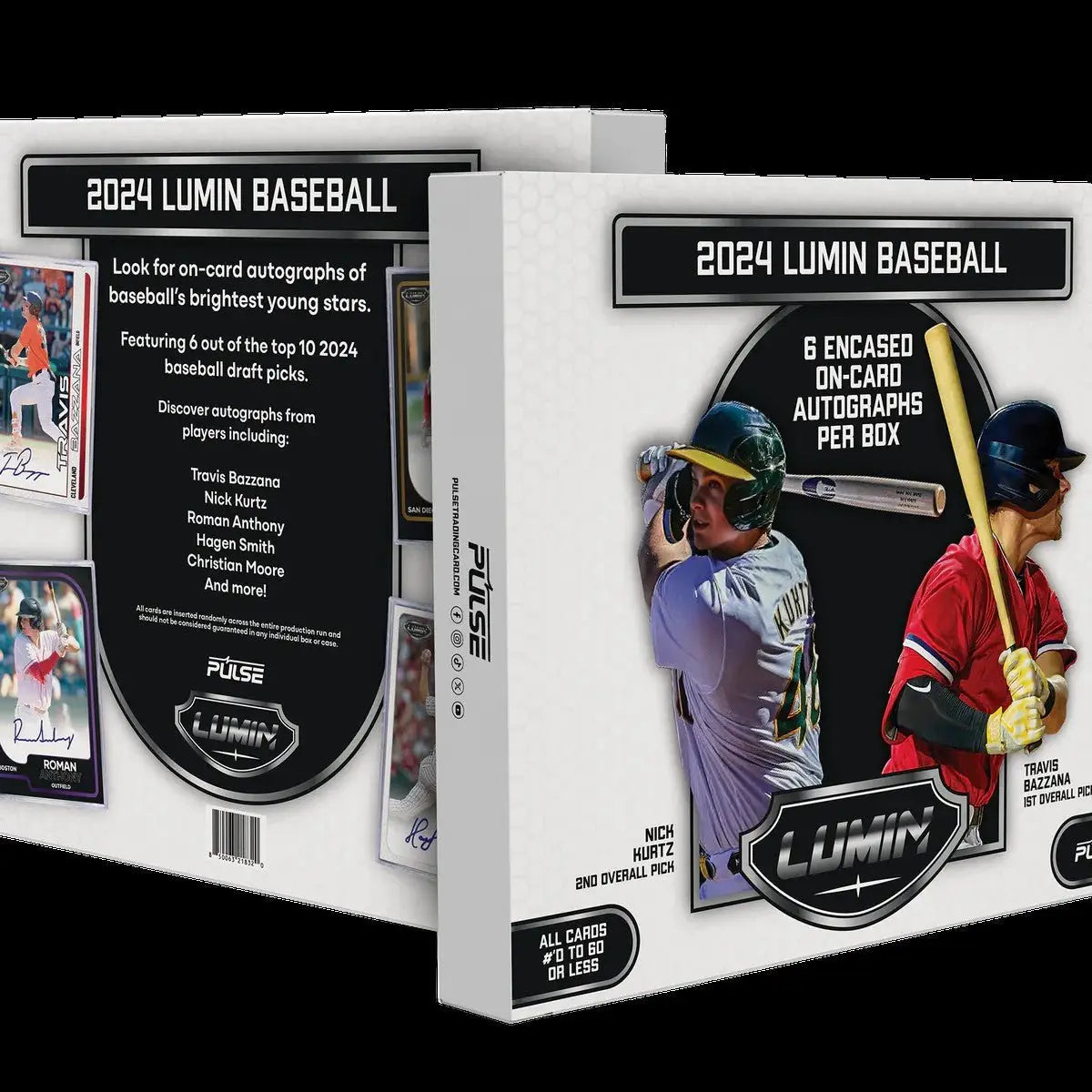 Two 2024 Pulse Lumin Baseball trading card boxes in a Lumin Baseball Hobby Box