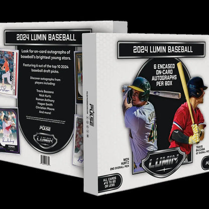 Two 2024 Pulse Lumin Baseball trading card boxes in a Lumin Baseball Hobby Box