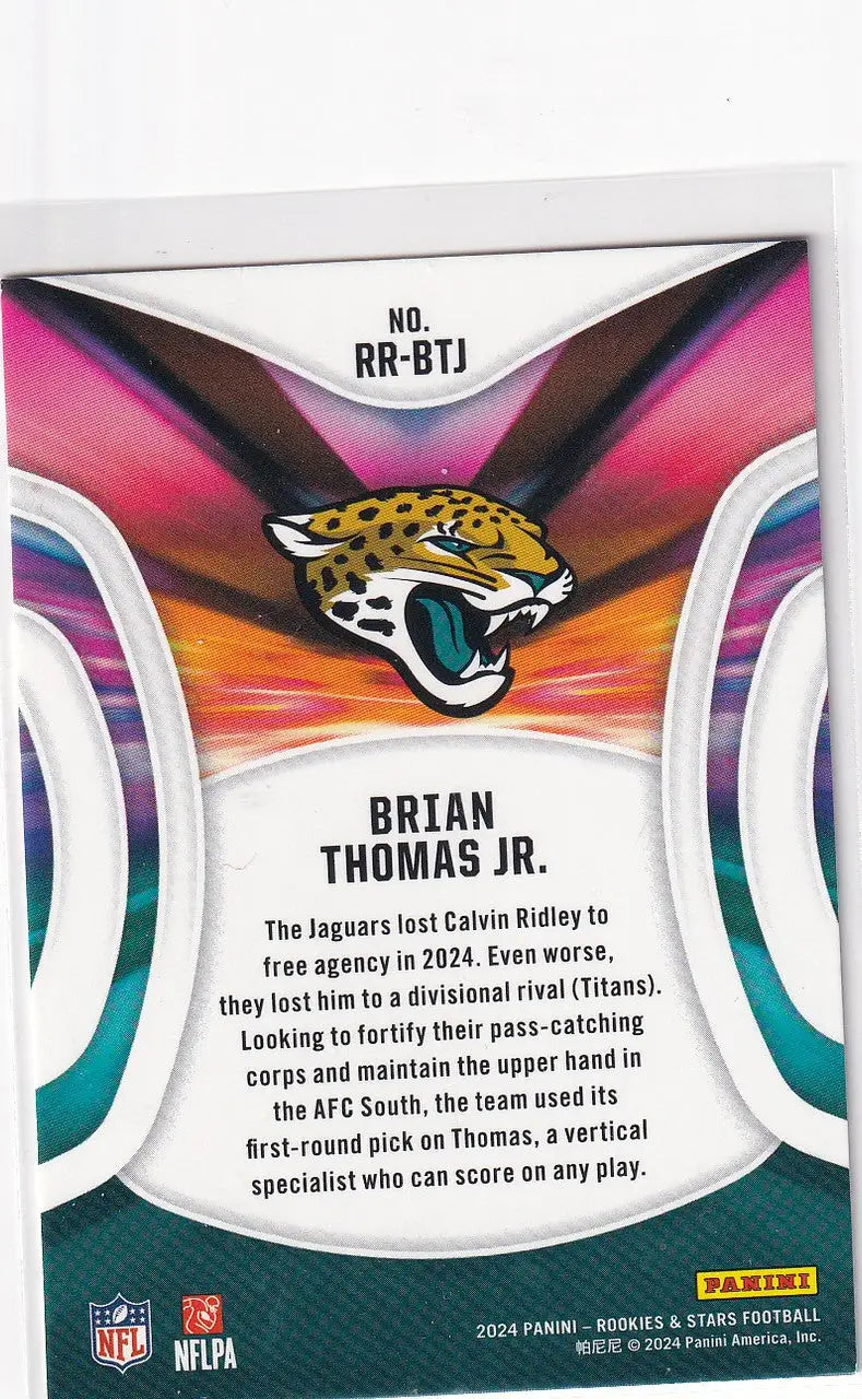 2024 ROOKIES AND STARS #RR-BTJ BRIAN THOMAS JR ROOKIE RUSH- JACKSONVILLIE JAGUAR