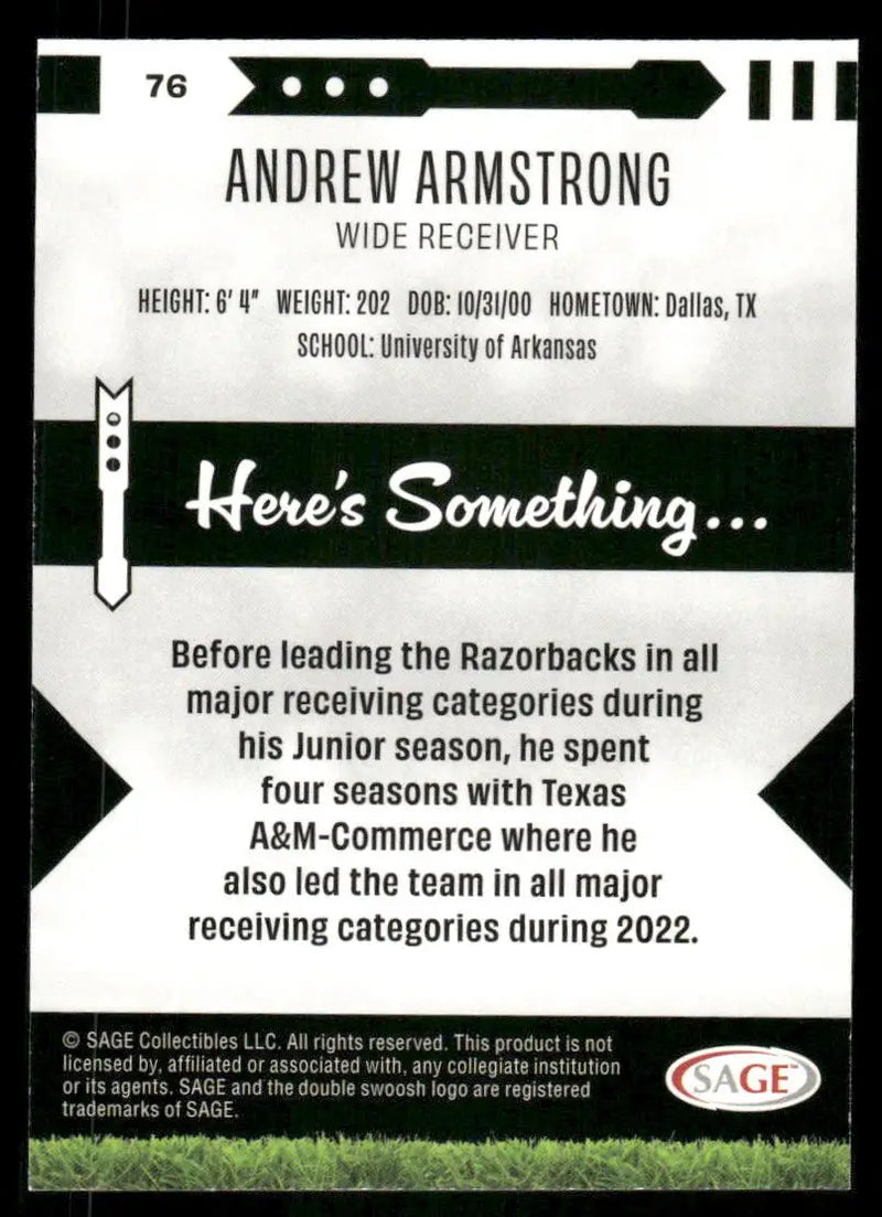 2024 SAGE Andrew Armstrong #76 Football - Football Card Single
