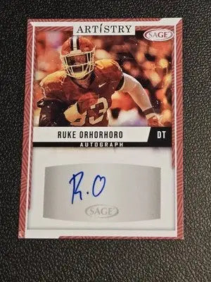 2024 SAGE Artistry #ART-RO Ruke Orhorhoro Autographs Red - Football Card Single