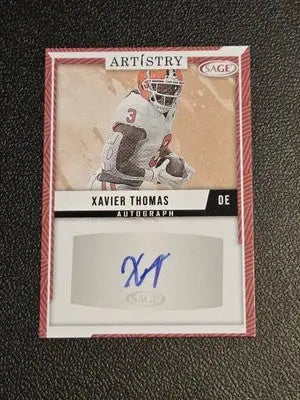 2024 SAGE Artistry #ART-XT Xavier Thomas Autographs Red - Football Card Single