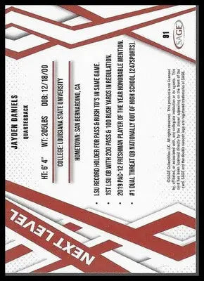 2024 SAGE HIT #91 Jayden Daniels RC LSU Tigers Washington Commanders Rookie NM - Football Card Single