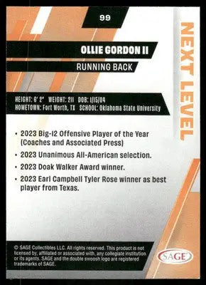 2024 SAGE Next Level Ollie Gordon II #99 Football - Football Card Single