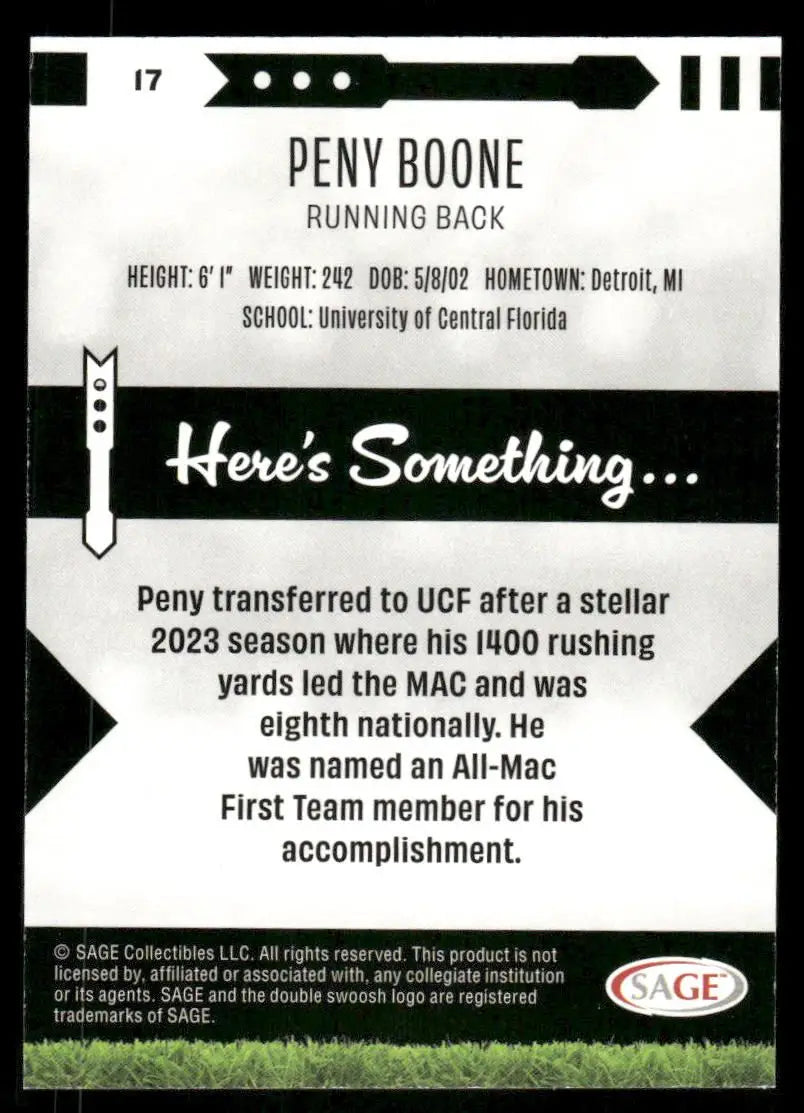 2024 SAGE Peny Boone #17 Football - Football Card Single
