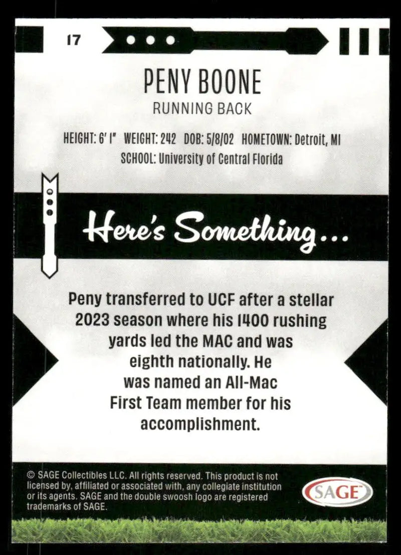 2024 SAGE Peny Boone #17 Football - Football Card Single