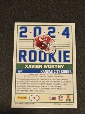 2024 Score #1 Xavier Worthy 35th Anniversary Rookies Red - Football Card Single