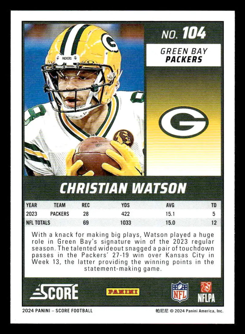 2024 Score #104 Christian Watson - Football Card Single
