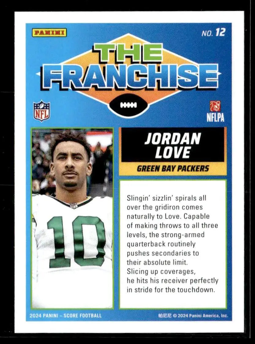 2024 Score #12 Jordan Love The Franchise - Football Card Single
