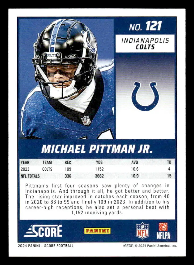 2024 Score #121 Michael Pittman Jr. - Football Card Single