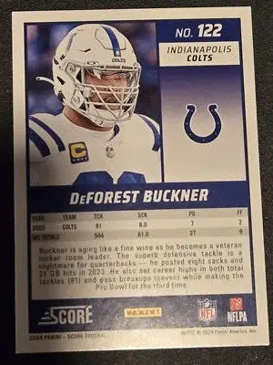 2024 Score #122 DeForest Buckner Red - Football Card Single