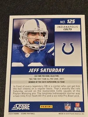 2024 Score #125 Jeff Saturday Red - Football Card Single