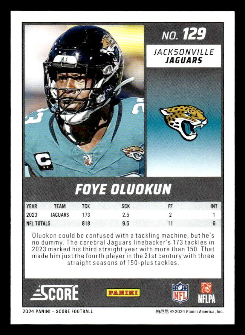 2024 Score #129 Foye Oluokun - Football Card Single