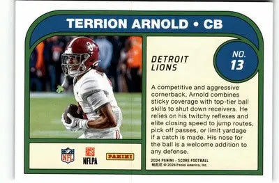 2024 Score #13 Terrion Arnold Protential - Football Card Single