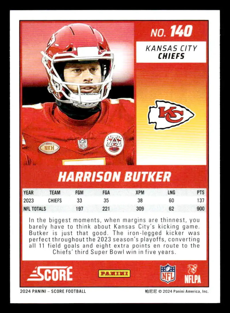 2024 Score #140 Harrison Butker - Football Card Single