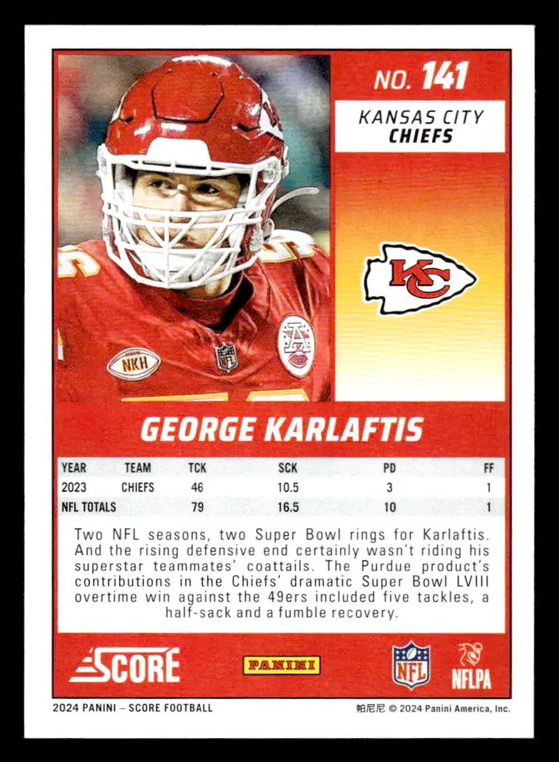 2024 Score #141 George Karlaftis - Football Card Single