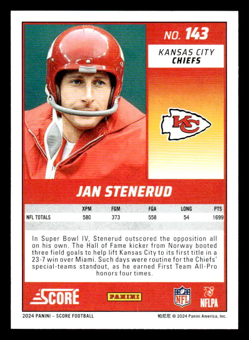 2024 Score #143 Jan Stenerud - Football Card Single