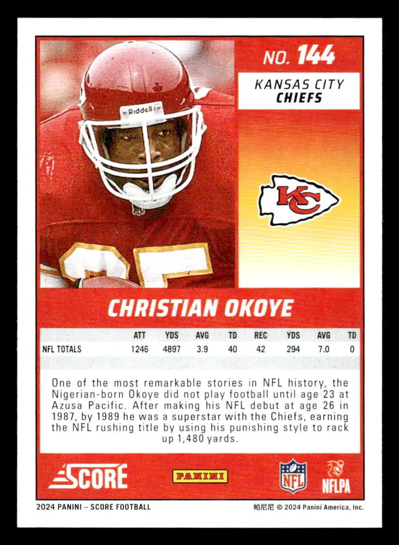 2024 Score #144 Christian Okoye - Football Card Single