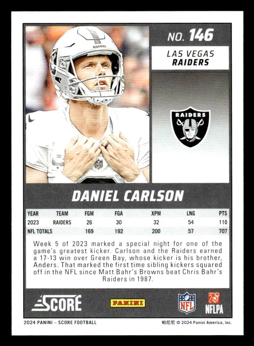 2024 Score #146 Daniel Carlson - Football Card Single